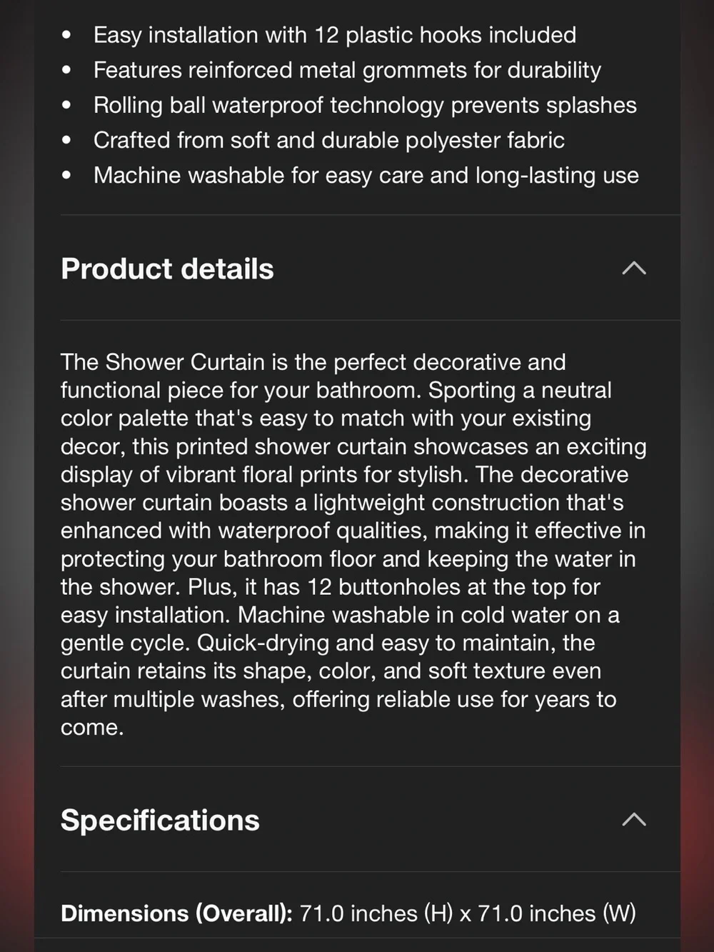 Floral Meadow Shower Curtain - 71 inch